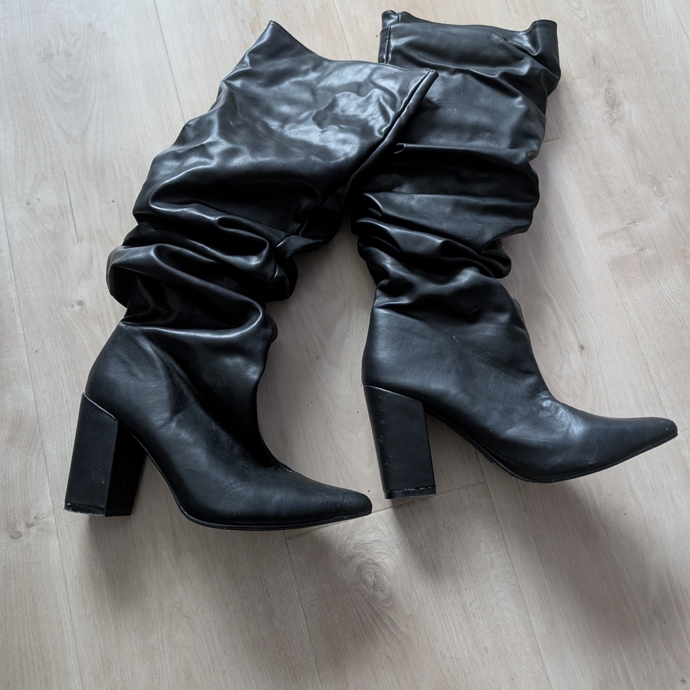 Black Knee-High Leather Boots